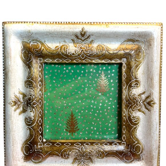 HOTEL COLLECTION Ornate Distressed Gold and Cream FRAME w/ Metallic Trees Print - Picture 3 of 11